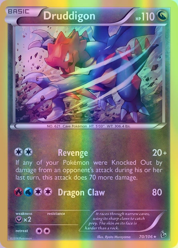 Druddigon - 070/106 (FLF) Holo Rare - Near Mint Reverse Holofoil