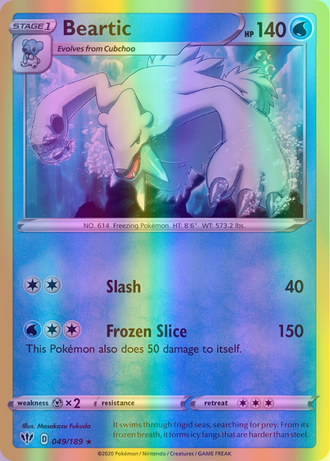 Beartic - 049/189 (SWSH03) Rare - Near Mint Reverse Holofoil