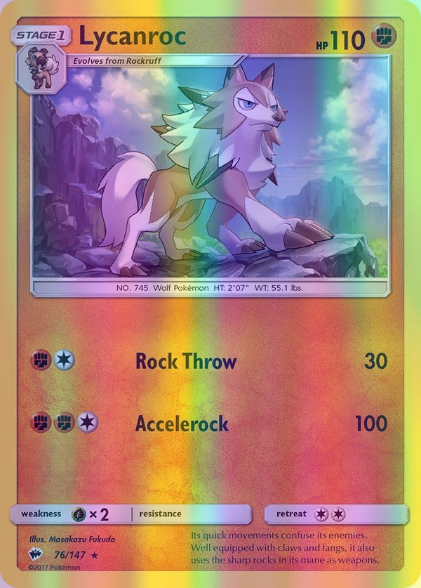 Lycanroc - 076/147 (SM:BUS) Rare - Near Mint Reverse Holofoil