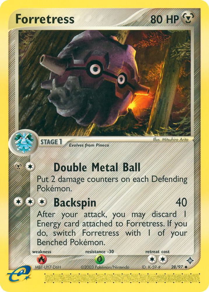 Forretress- 28/97 (DR) Uncommon - Moderate Play Reverse Holofoil