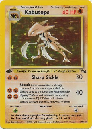 Kabutops  - 09/62 (FO) Holo Rare - Near Mint 1st Edition Holofoil