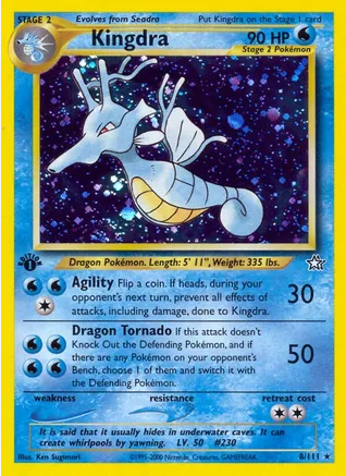 Kingdra (8/111) Holo Rare - Light Play 1st Edition Holofoil