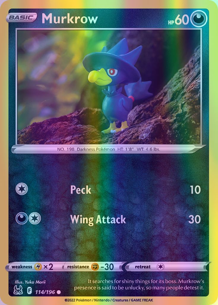 Murkrow - 114/196 (SWSH11) Common - Near Mint Reverse Holofoil