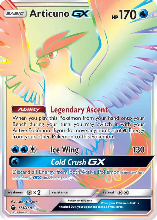 Articuno GX (Secret) - 171/168 (CES) Secret Rare - Near Mint Holofoil