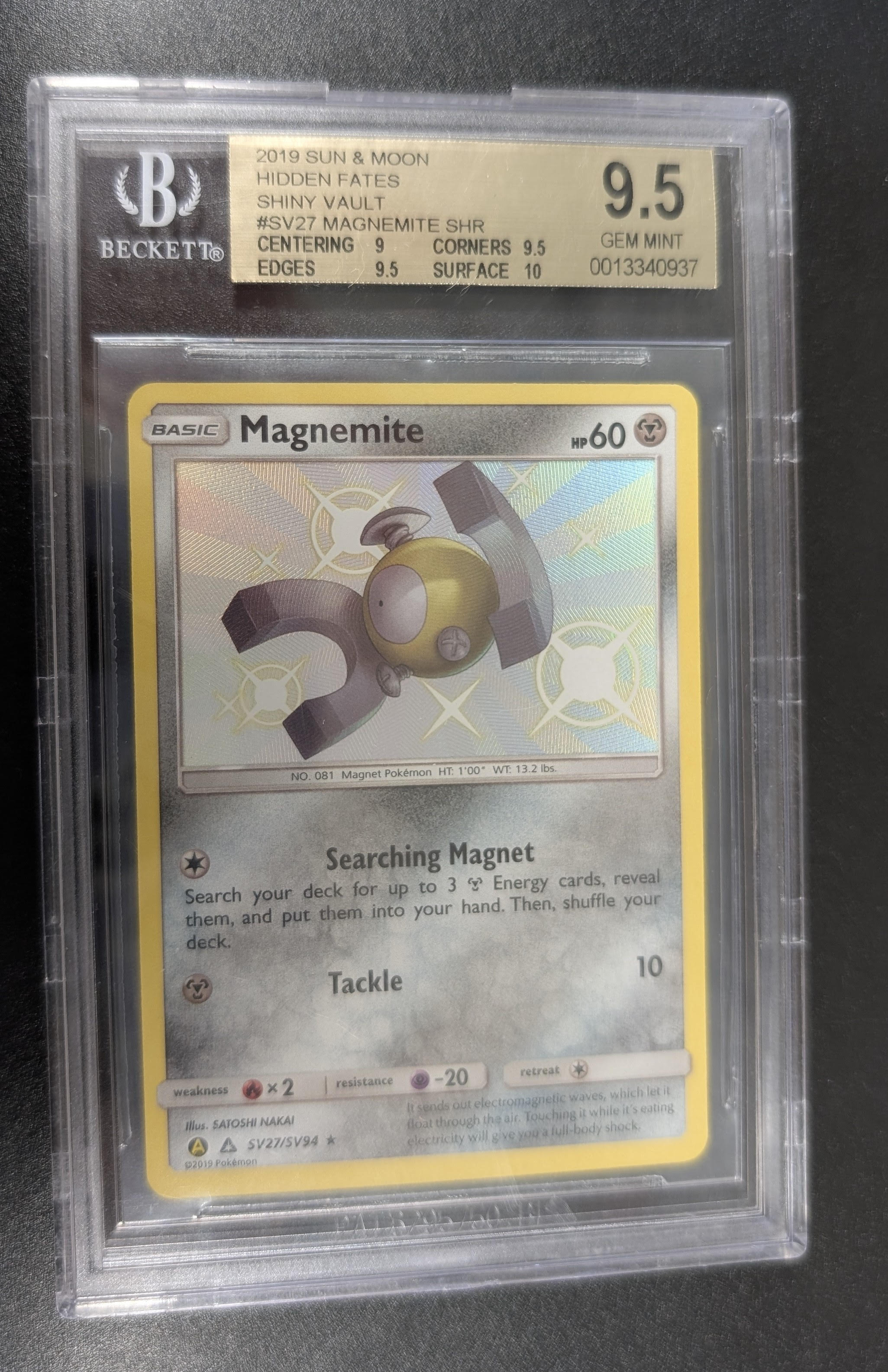 Magnemite - SV27/SV94 (HIF:SV) Shiny Holo Rare - Near Mint Holofoil (Graded Beckett 9.5)