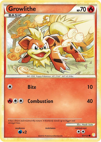 Growlithe - 65/100  (HS) Common Near Mint
