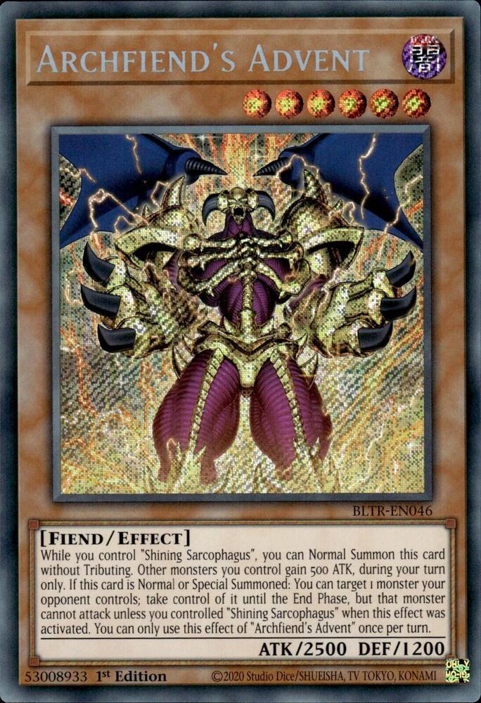 Archfiend's Advent (BLTR-EN046) Secret Rare - Near Mint 1st Edition