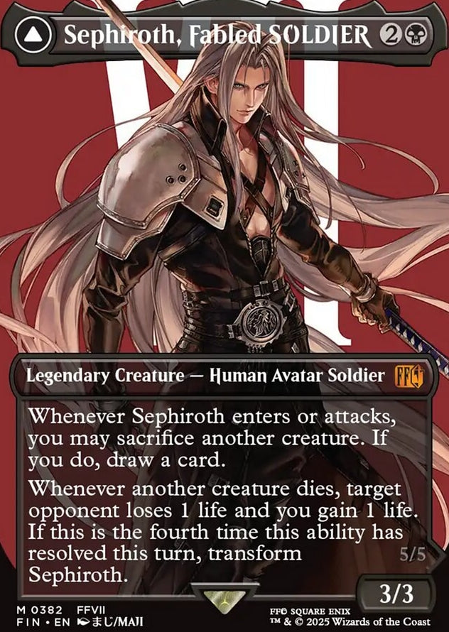 Sephiroth, Fabled SOLDIER // Sephiroth, One-Winged Angel [ #0382 Borderless Alternate Art ] (FIN-M)
