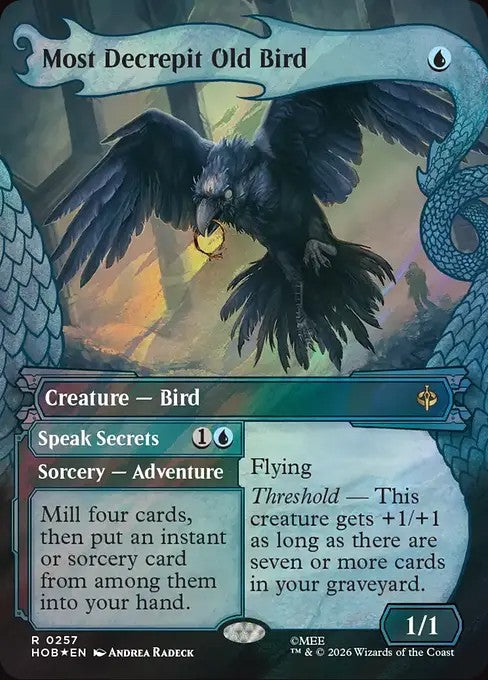 Most Decrepit Old Bird // Speak Secrets [ #0257 Showcase Dragon Hoard Frame Surge Foil ] (HOB-R)