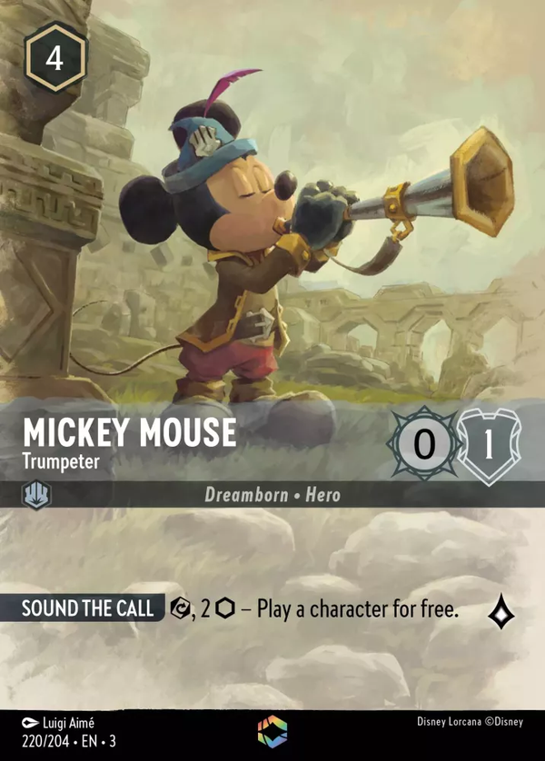 Mickey Mouse -Trumpeter (Alternate Art) (Into the Inklands 220/204) Enchanted - Near Mint Holofoil