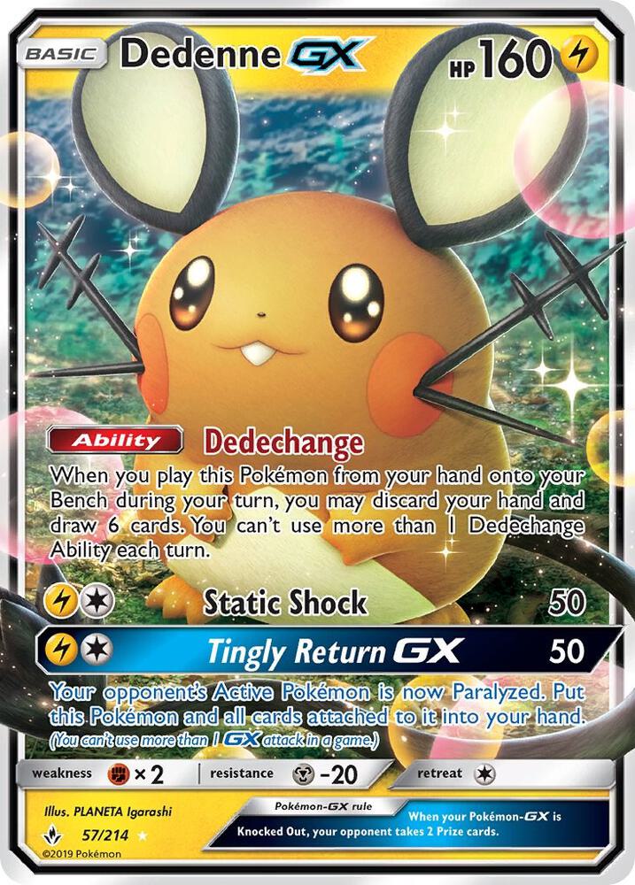 Dedenne GX - 57/214 (SM10) Ultra Rare - Near Mint