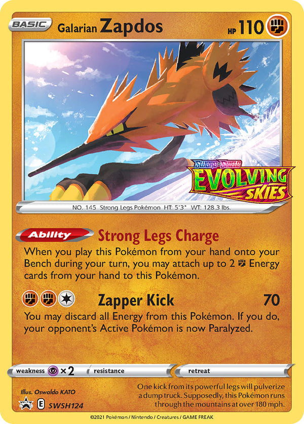 Galarian Zapdos (Prerelease) - SWSH124 (SWSH:PR) Promo - Near Mint Holofoil