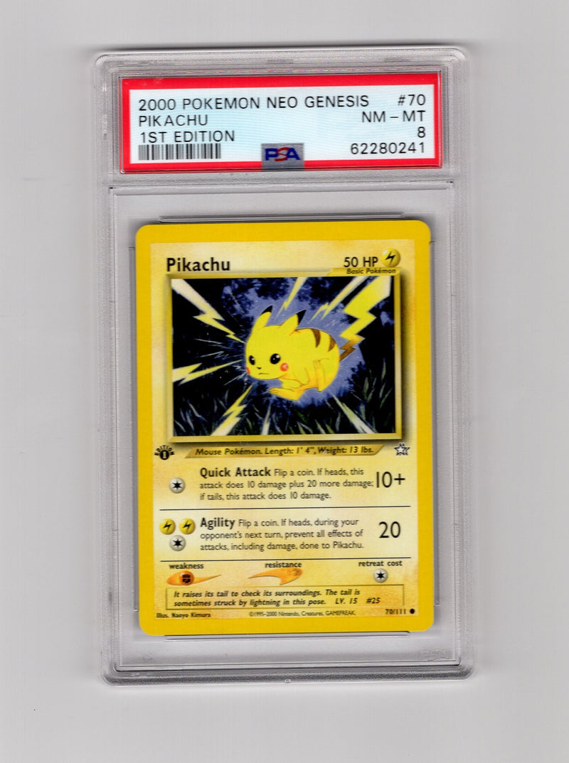 Pikachu - 070/111 (N1) Common - 1st Edition Near Mint (Graded - PSA 8)