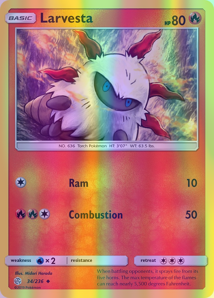 Larvesta - 034/236 (CEC) Uncommon - Near Mint Reverse Holofoil