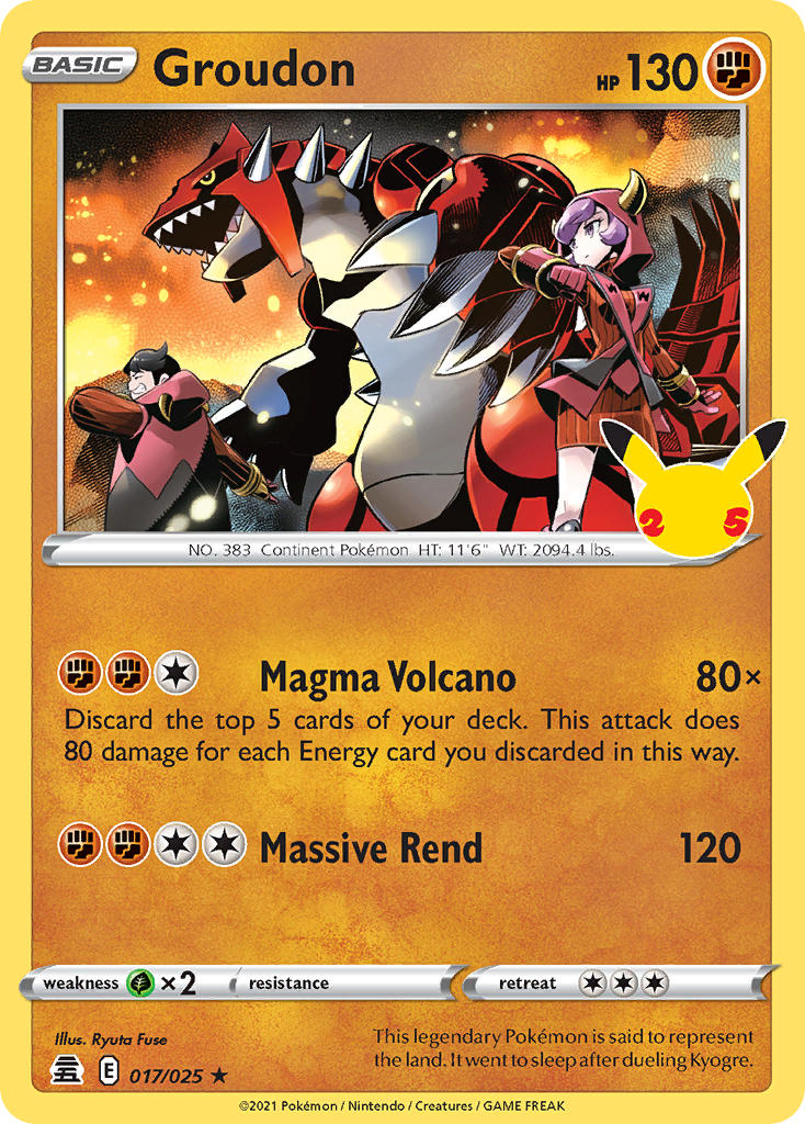 Groudon - 017/025 (CLB) Holo Rare - Near Mint Holofoil