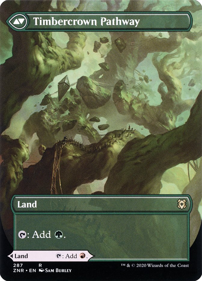 Cragcrown Pathway // Timbercrown Pathway [#287 Alternate-Art Borderless] (ZNR-R-FOIL) Damaged