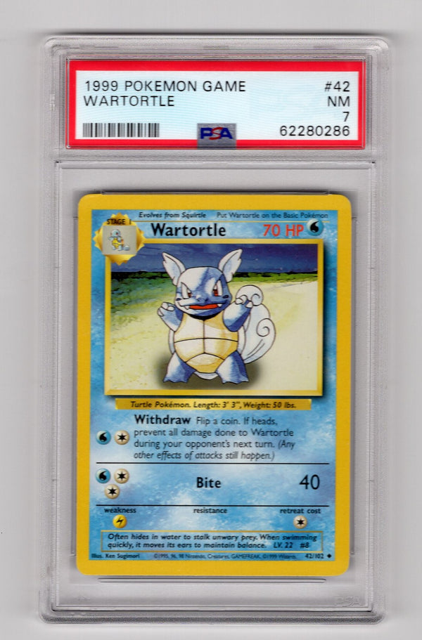 Wartortle - 042/102 (BS) Uncommon - Unlimited Light Play (Graded - PSA 7)