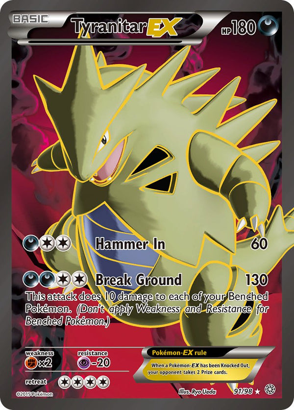 Tyranitar EX (Full Art) - 091/098 (AOR) Ultra Rare - Near Mint Holofoil