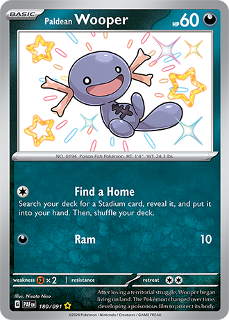 Paldean Wooper - 180/091 (PAF) Secret Rare - Near Mint Holofoil