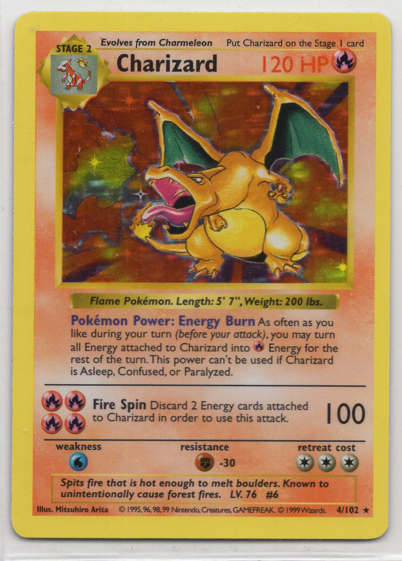 Charizard - 004/102 (BSS) Holo Rare - Near Mint Unlimited Holofoil