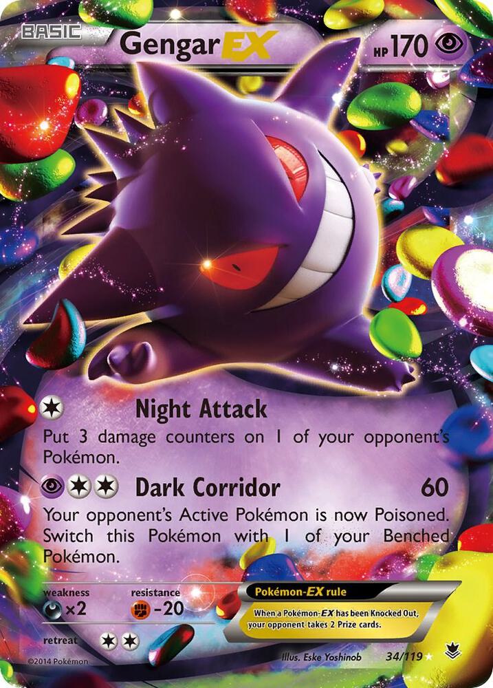 Gengar EX - 034/119 (PHF) Ultra Rare - Damaged Holofoil