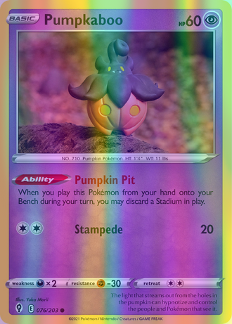 Pumpkaboo - 076/203 (SWSH07) Common - Near Mint Reverse Holofoil