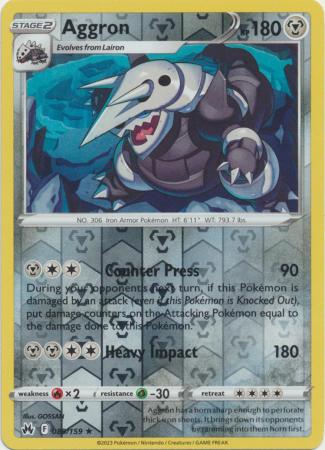 Aggron - 089/159 (CRZ) Holo Rare -  Near Mint Reverse Holofoil