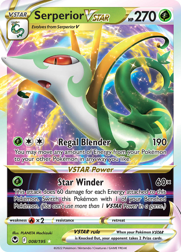 Serperior VSTAR - 008/195 (SWSH12) Ultra Rare - Near Mint Holofoil