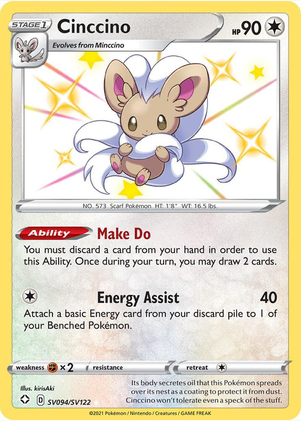 Cinccino - SV094/SV122 (SHF:SV) Shiny Holo Rare - Moderate Play Holofoil