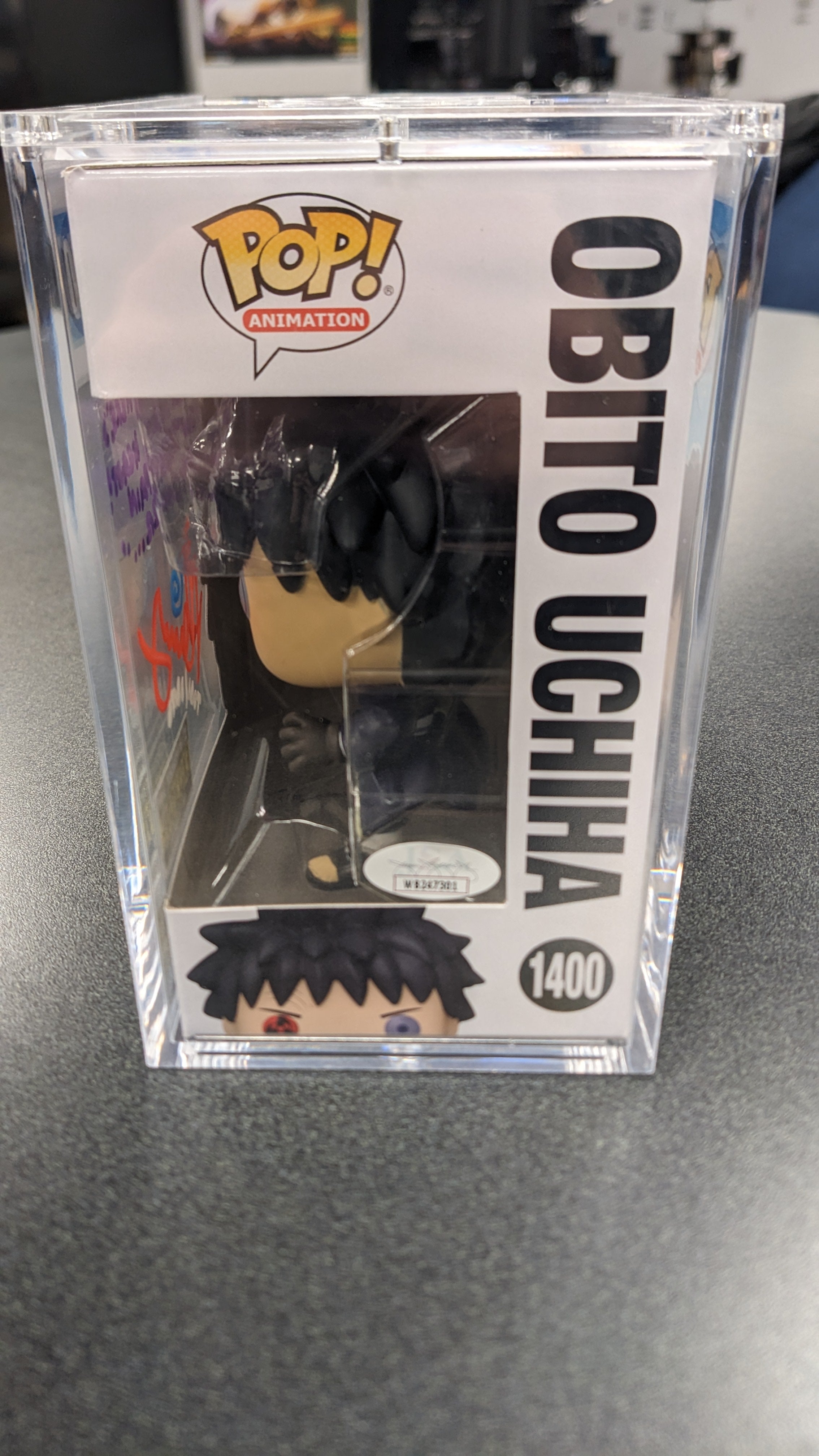 POP Figure: Naruto Shippuden #1400 - Obito Uchiha (EE) (Signed by Michael Yurchak + JSA Certificate WB247301)