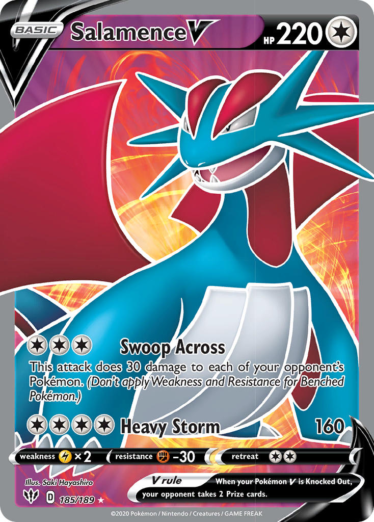 Salamence V (Full Art) - 185/189 (SWSH03) Ultra Rare - Near Mint Holofoil