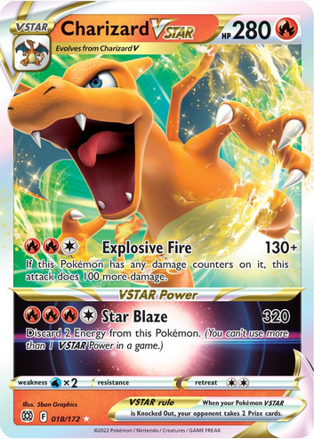 Charizard VSTAR - 018/172 (SWSH09) Ultra Rare - Damaged Holofoil