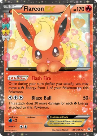 Flareon EX - RC6/RC32 (GEN:RC) Ultra Rare - Moderate Play Holofoil