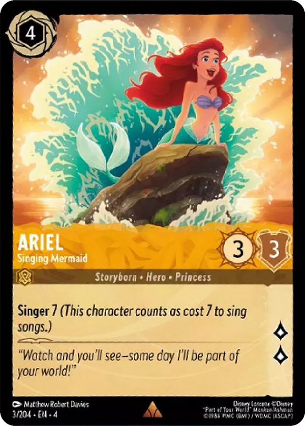 Ariel - Singing Mermaid (Ursula's Return 003/204) Rare - Near Mint