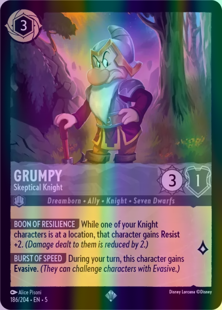 Grumpy - Skeptical Knight (Shimmering Skies 186/204) Super Rare - Near Mint Cold Foil