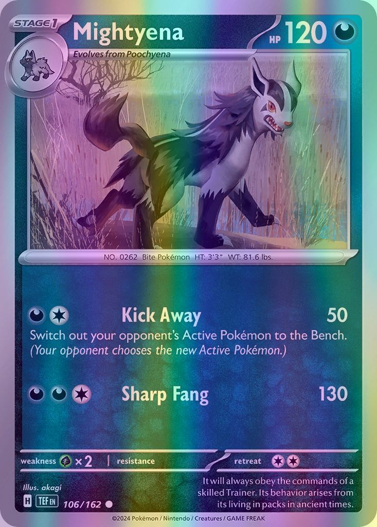 Mightyena - 106/162 (TEF) Common - Near Mint Reverse Holofoil