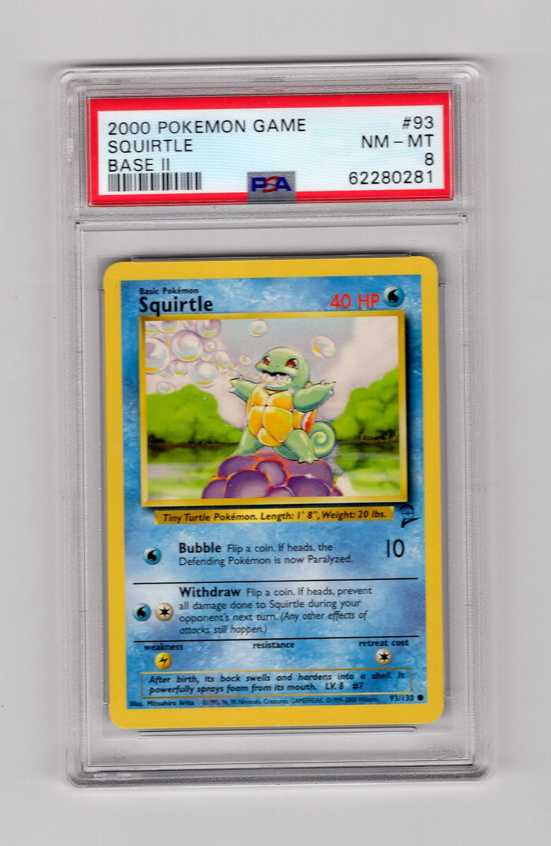 Squirtle - 093/130 (BS2) Common - Near Mint (Graded - PSA 8)