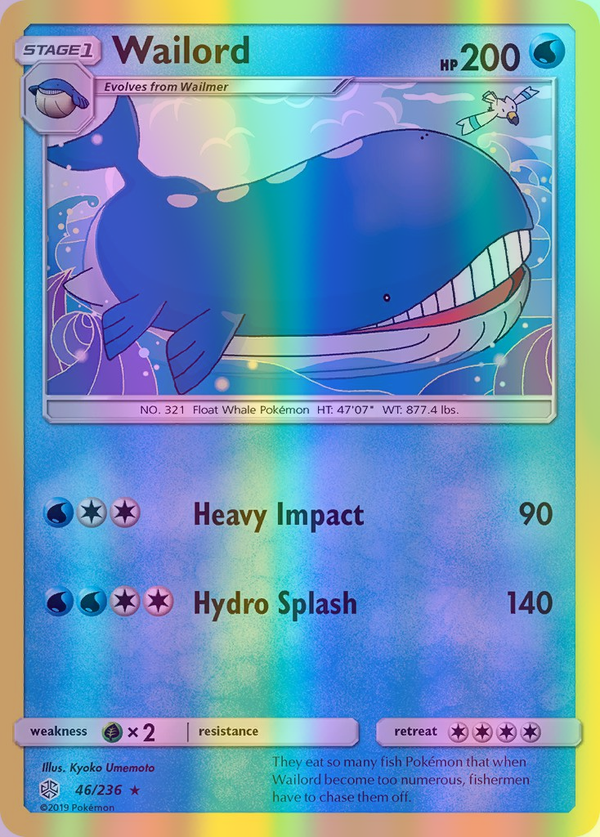 Wailord - 046/236 (CEC) Rare - Near Mint Reverse Holofoil