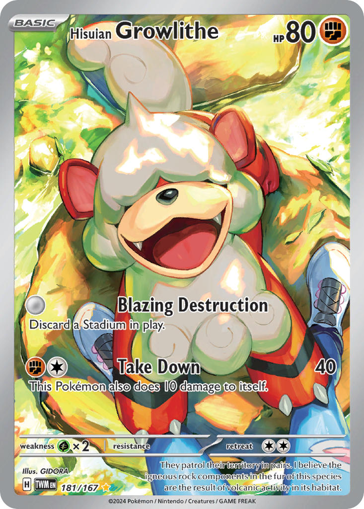 Hisuian Growlithe - 181/167 (TWM) Illustration Rare - Near Mint Holofoil