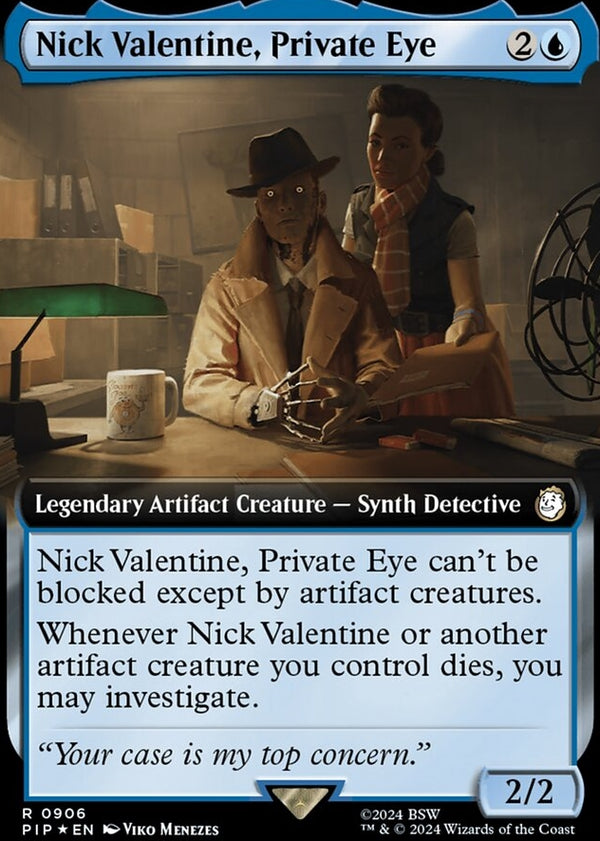 Nick Valentine, Private Eye [#0906 Extended Art Surge Foil] (PIP-R)