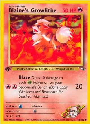 Blaine's Growlithe (62/132) 1st Edition - Near Mint