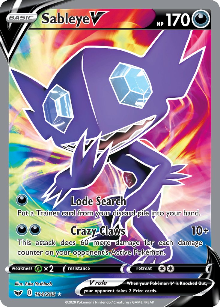 Sableye V (Full Art) - 194/202 (SWSH01) Ultra Rare - Near Mint Holofoil