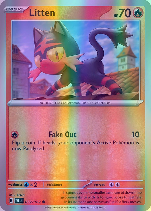 Litten - 032/162 (TEF) Common - Near Mint Reverse Holofoil