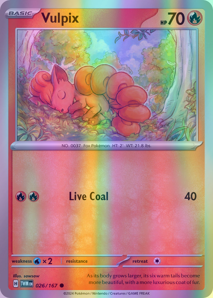 Vulpix - 026/167 (TWM) Common - Near Mint Reverse Holofoil