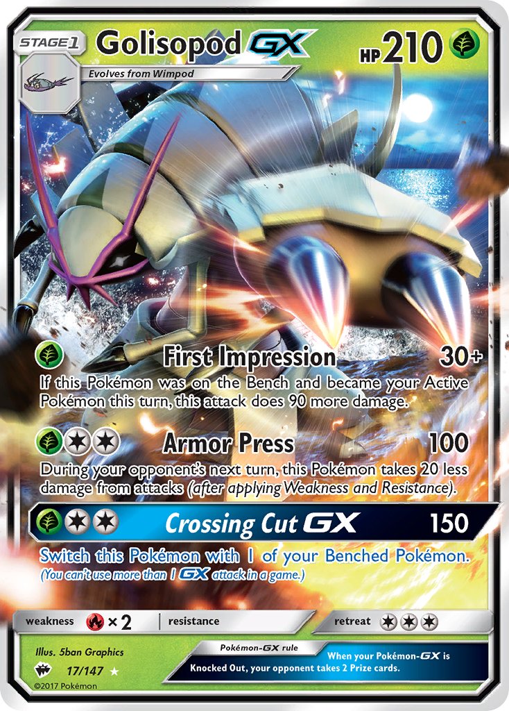 Golisopod GX - 017/147 (SM:BUS) Ultra Rare - Near Mint Holofoil