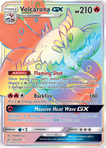 Volcarona GX - 252/236 (CEC) Secret Rare - Heavy Play Holofoil