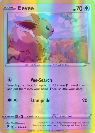 Eevee - 125/203 (SWSH07) Common - Near Mint Reverse Holofoil