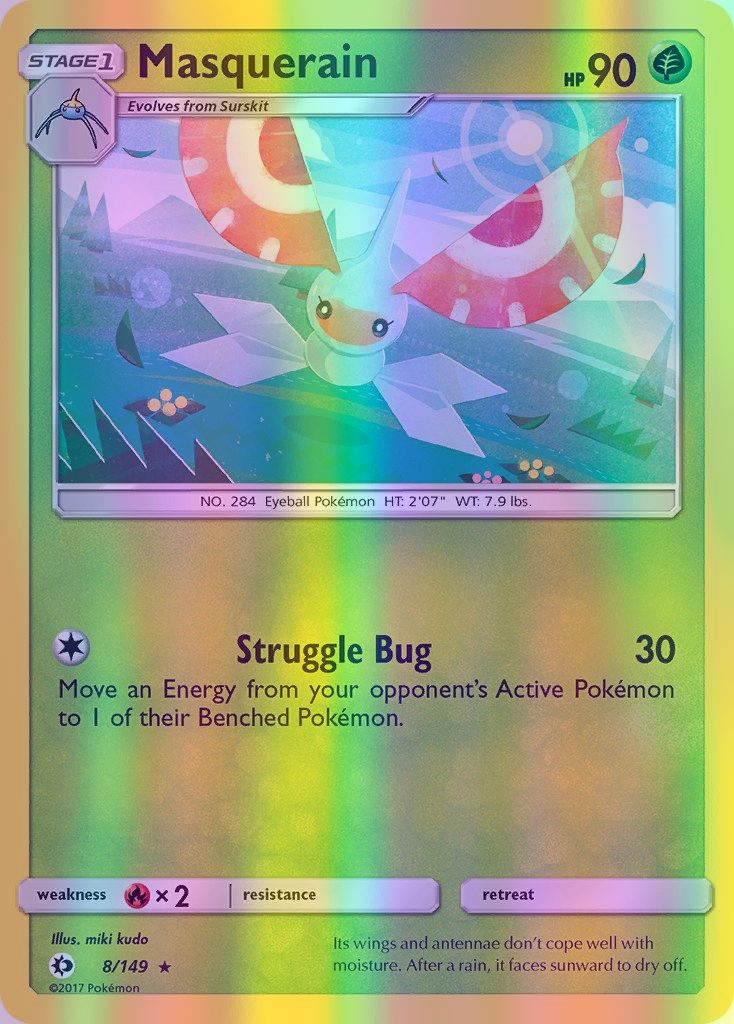 Masquerain - 008/149 (SM01) Rare - Near Mint Reverse Holofoil