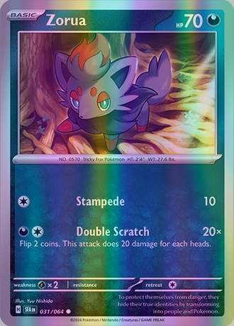 Zorua - 031/064 (SFA) Common - Near Mint Reverse Holofoil