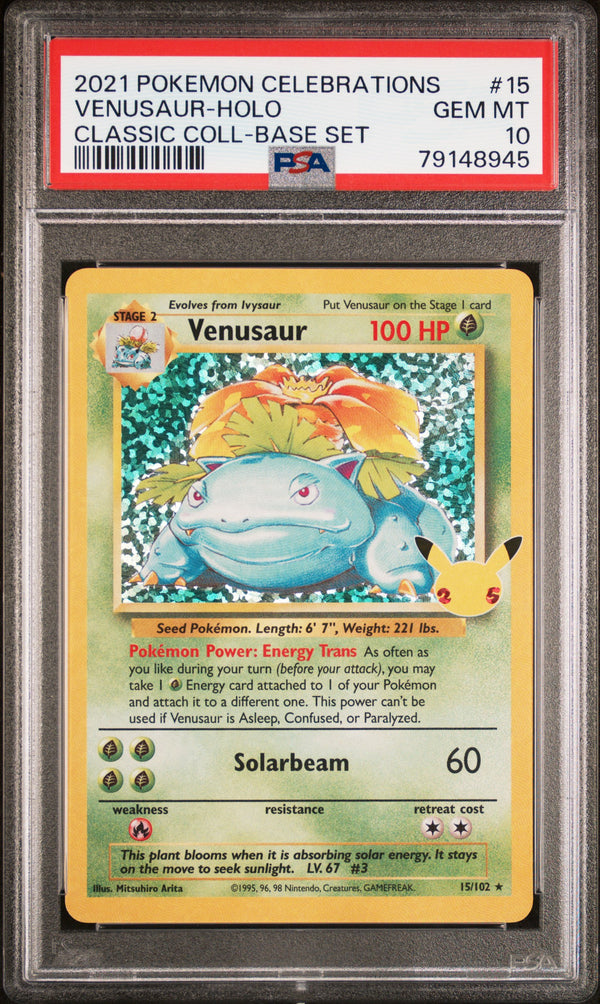 Venusaur - 15/102 (CLB:CC) Classic Collection - Near Mint Holofoil (Graded - PSA 10)